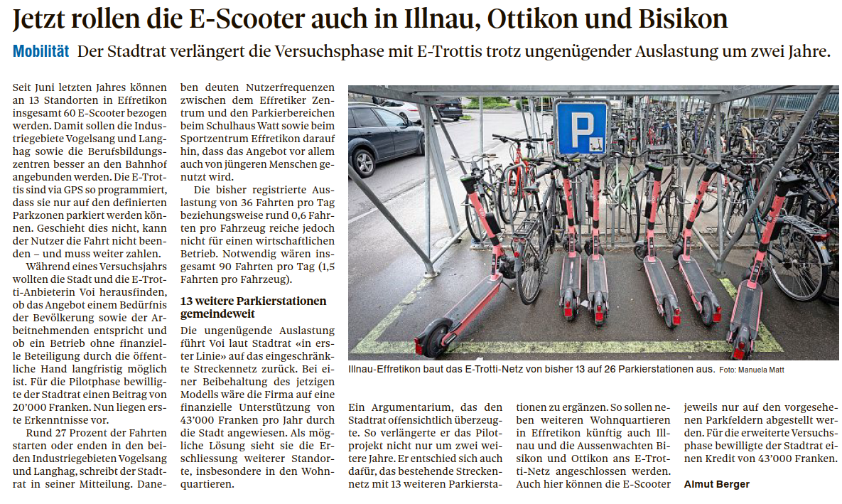 Zeitungsartikel E-Scooter