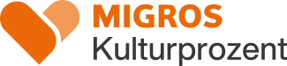 Logo Migros Kulturprozent mit organgem Herz