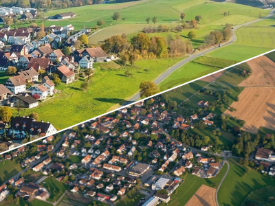 Obfelden und Ottenbach aus Vogelperspektive